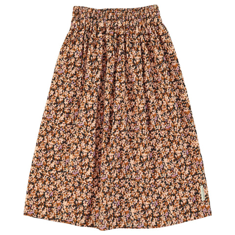 Piupiuchick Knee-Lenght Skirt Light Pink & Brown Flowers