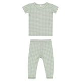 QUINCY MAE BAMBOO SHORT SLEEVE PAJAMA SET || SAGE GRID