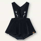 Popelin Black Velvet Romper Suit With Straps