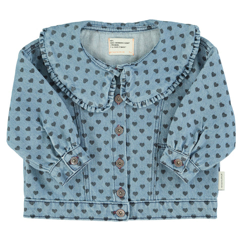 Piupiuchick Jacket Washed Blue Denim Black Hearts