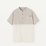 Popelin Sand Mandarin Collar Shirt