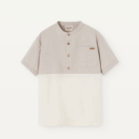 Popelin Sand Mandarin Collar Shirt