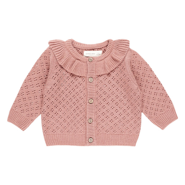 QUINCY MAE RUFFLE COLLAR CARDIGAN || LIPSTICK