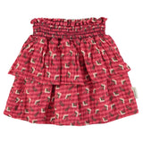 Piupiuchick Knee-Lenght Skirt Pink Checkered Flowers