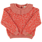 Piupiuchick Knitted Sweater Collar Pink Animal Print