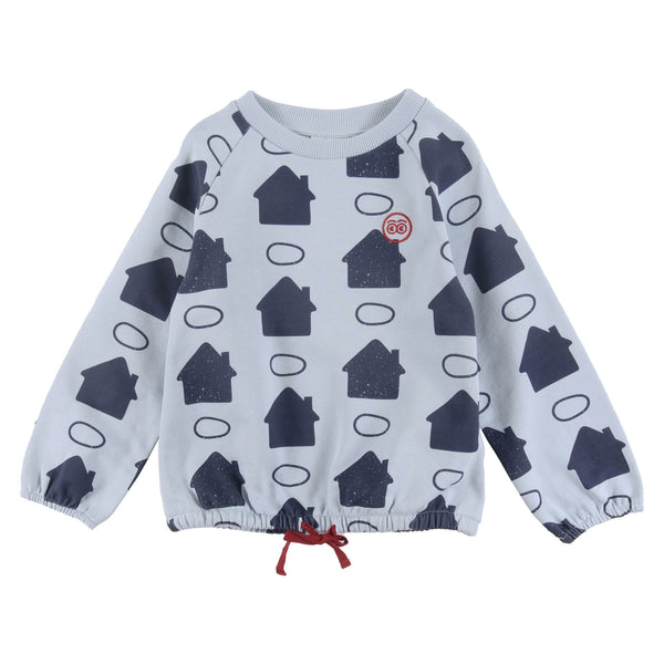 Loud Apparel Feeling Top Raglan Sky Blue Houses Aop