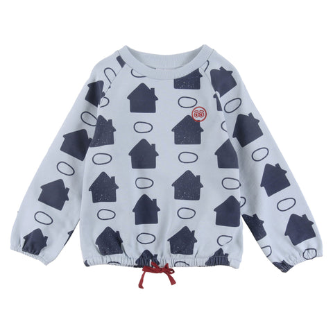 Loud Apparel Feeling Top Raglan Sky Blue Houses Aop