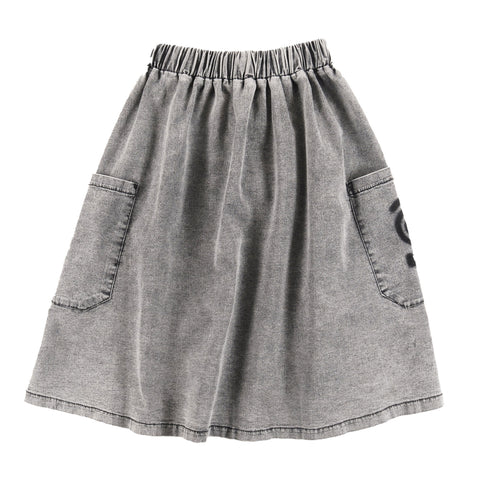 Loud Apparel Time Skirt Midi Light Grey Stone Wash