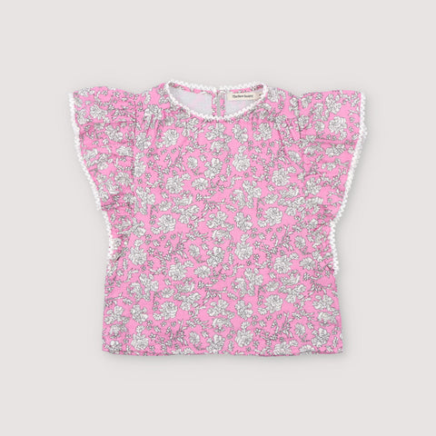 The New Society Melina Blouse Peony Hibiscus Print