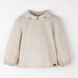 Popelin Sand Shirt With Embroidered Baby Collar
