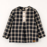 Popelin Grey Plaid Shirt With Pleat