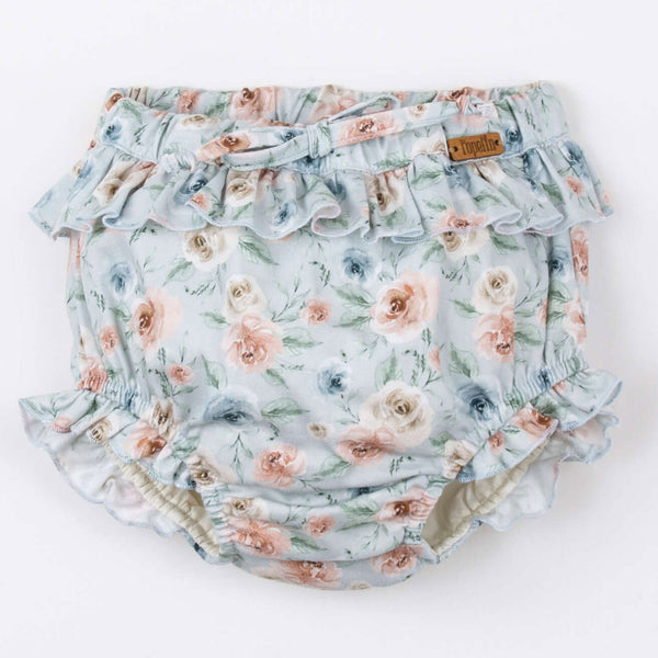 Popelin Blue Flower Print Culotte With Frill At The Waist