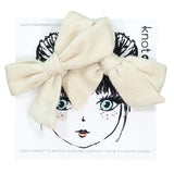 Knot Hairbands Jersey Mini Bow Set // Cream
