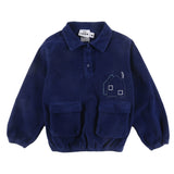 Loud Apparel Tender Blouse Front Pockets Blue Navy