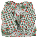 Piupiuchick Blouse Green Checkered Flowers