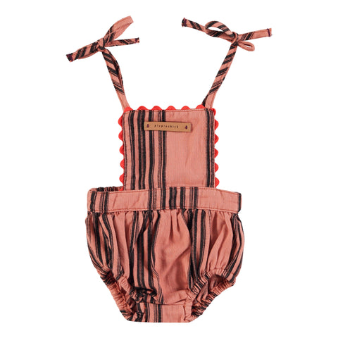 Piupiuchick Romper Pink Black Stripes