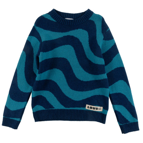 Loud Apparel Cookies Pullover Wave Jacquard Blue/Turquoise