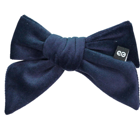 Knot Hairbands Felted Velvet Bow Clip // Navy