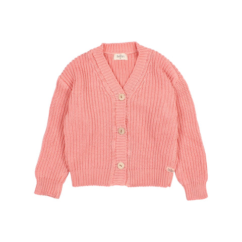 Buho Cotton Knit Cardigan Peach Pink