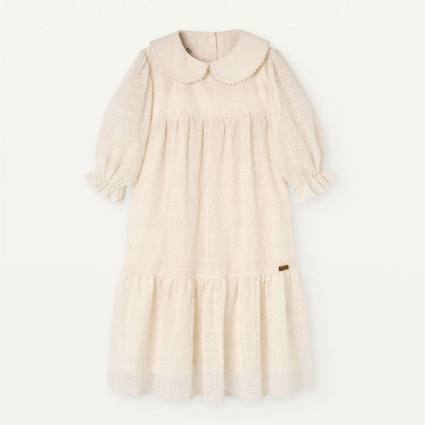 Popelin Off-White Dress With Embroidered Baby Collar