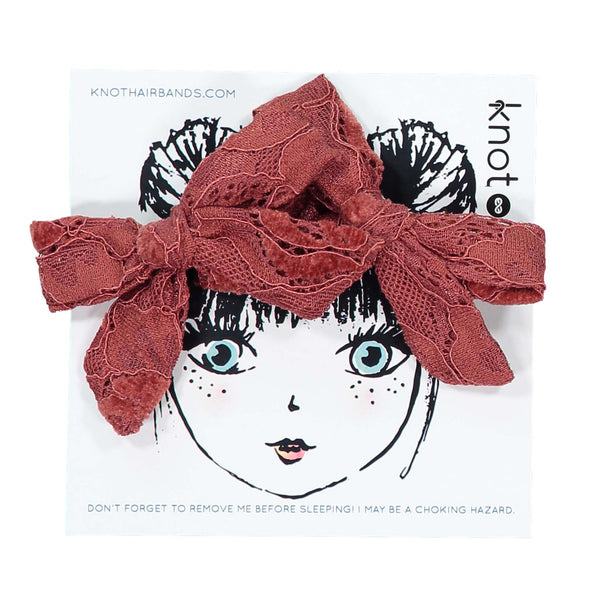 Knot Hairbands Lace Mini Bow Set // Rose
