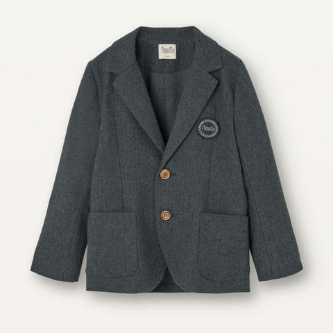 Popelin Grey Micro-Herringbone Blazer With Lapel