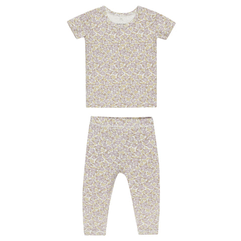 QUINCY MAE BAMBOO SHORT SLEEVE PAJAMA SET || PURPLE FLORAL