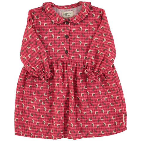 Piupiuchick Short Dress Pink Checkered Flowers