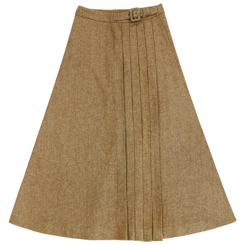 Coco Blanc Side Buckle Skirt Mocha Herringbone