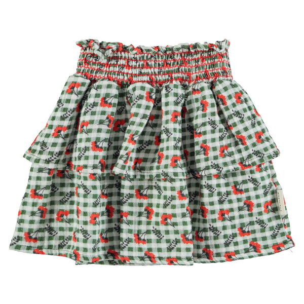 Piupiuchick Short Skirt Green Checkered Flowers