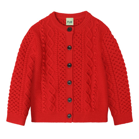 Fub Aran Cardigan Signal Red