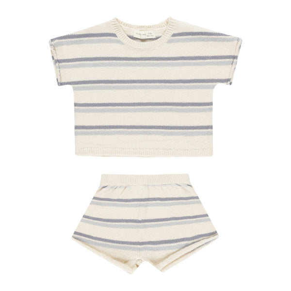 QUINCY MAE RELAXED SUMMER KNIT SET || BLUE STRIPE