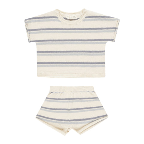 QUINCY MAE RELAXED SUMMER KNIT SET || BLUE STRIPE