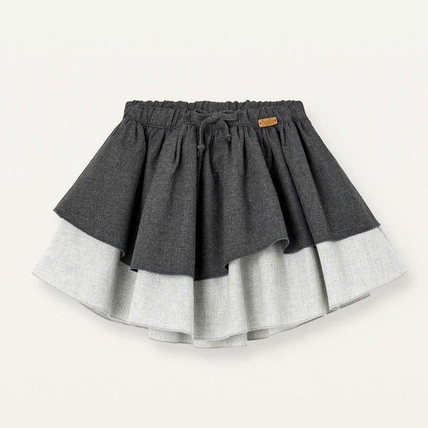 Popelin Anthracite Grey Double Layer Short Skirt