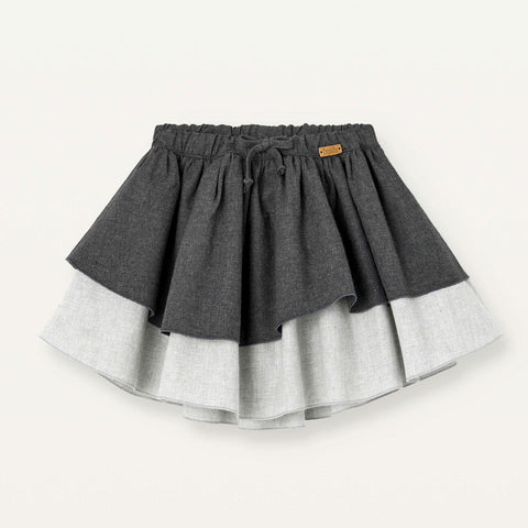 Popelin Anthracite Grey Double Layer Short Skirt