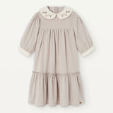 Popelin Sand Dress With Embroidered Baby Collar