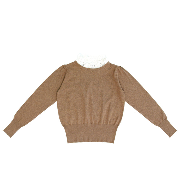 Coco Blanc Ruffle Collar Sweater Mocha