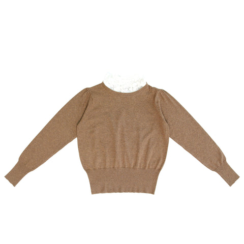 Coco Blanc Ruffle Collar Sweater Mocha