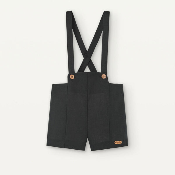 Popelin Black Linen Panelled Dungarees