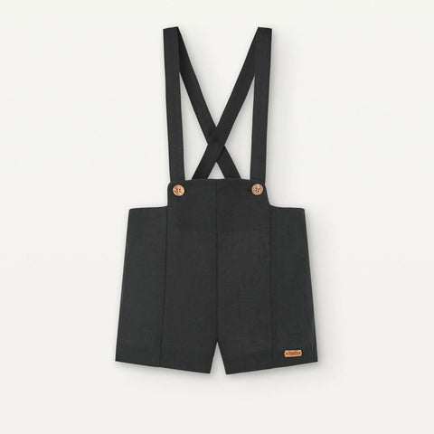 Popelin Black Linen Panelled Dungarees