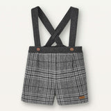 Popelin Grey Plaid Woollen Short With Crossover Straps