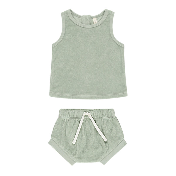 QUINCY MAE TERRY TANK + SHORT SET || SAGE