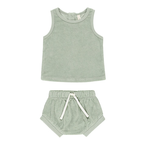 QUINCY MAE TERRY TANK + SHORT SET || SAGE