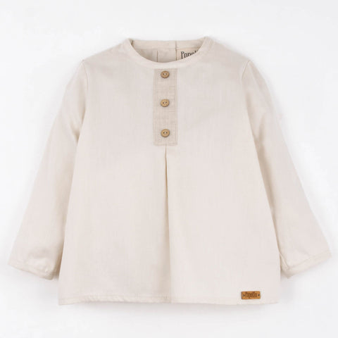 Popelin Off-White Shirt With Pleat