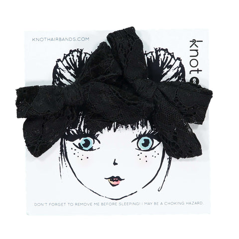 Knot Hairbands Lace Mini Bow Set // Black