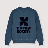 The New Society TNS Logo Rib Collar Sweatshirt Void Blue