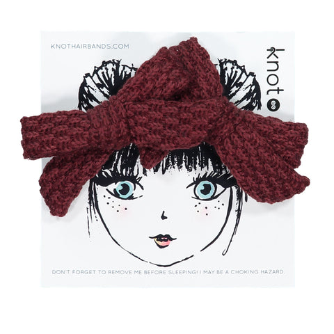 Knot Hairbands Knitted Mini Bow Set // Wine