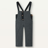 Popelin Grey Micro-Herringbone Contrasting Dungarees