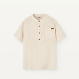 Popelin Off-White Mandarin Collar Shirt