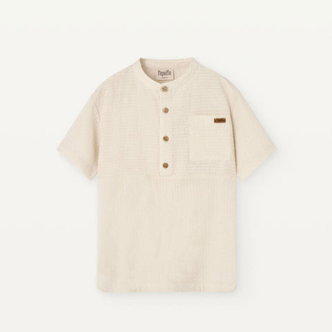 Popelin Off-White Mandarin Collar Shirt